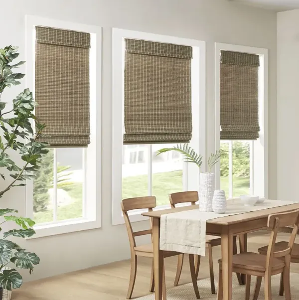 Madison Park Eastfield Natural Ash Bamboo Light Filtering Roman Shade 64"L