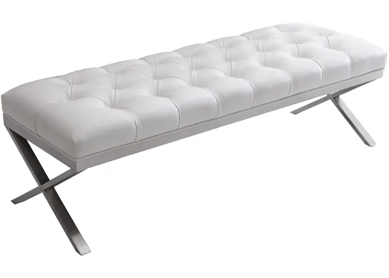 Milo Bench in Brushed Stainless Steel finish with White PU