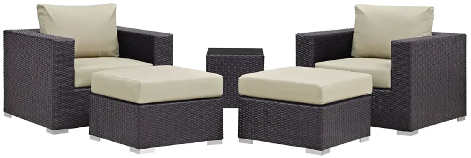 Convene 5 Piece Outdoor Patio Sectional Set