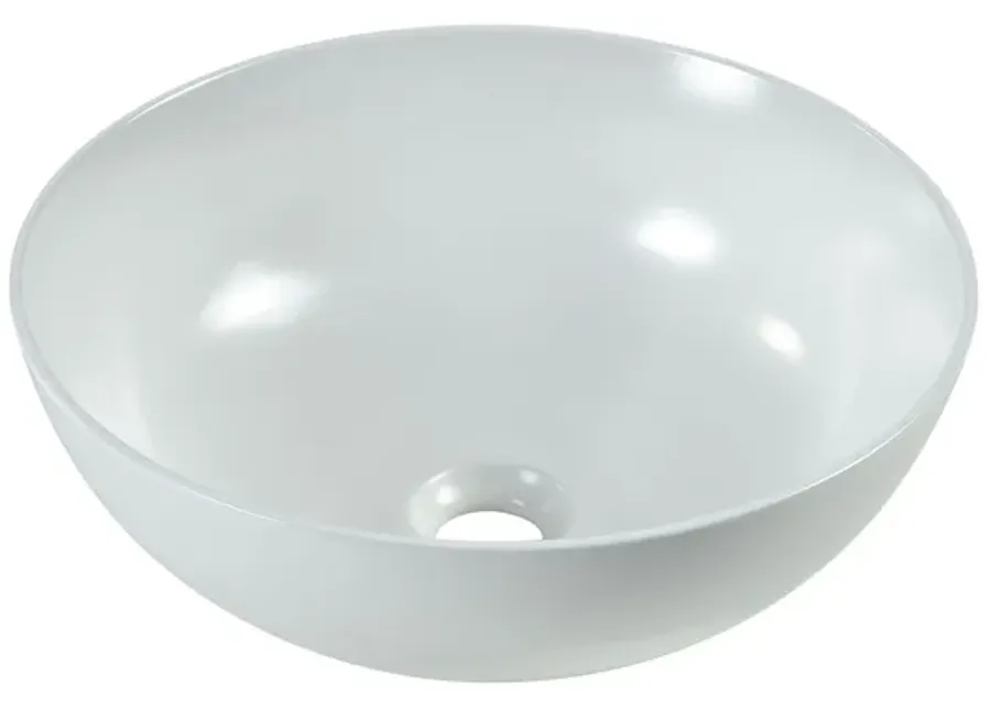 Vitreous China Round Vessel Sink - Matte White 18.7 inch