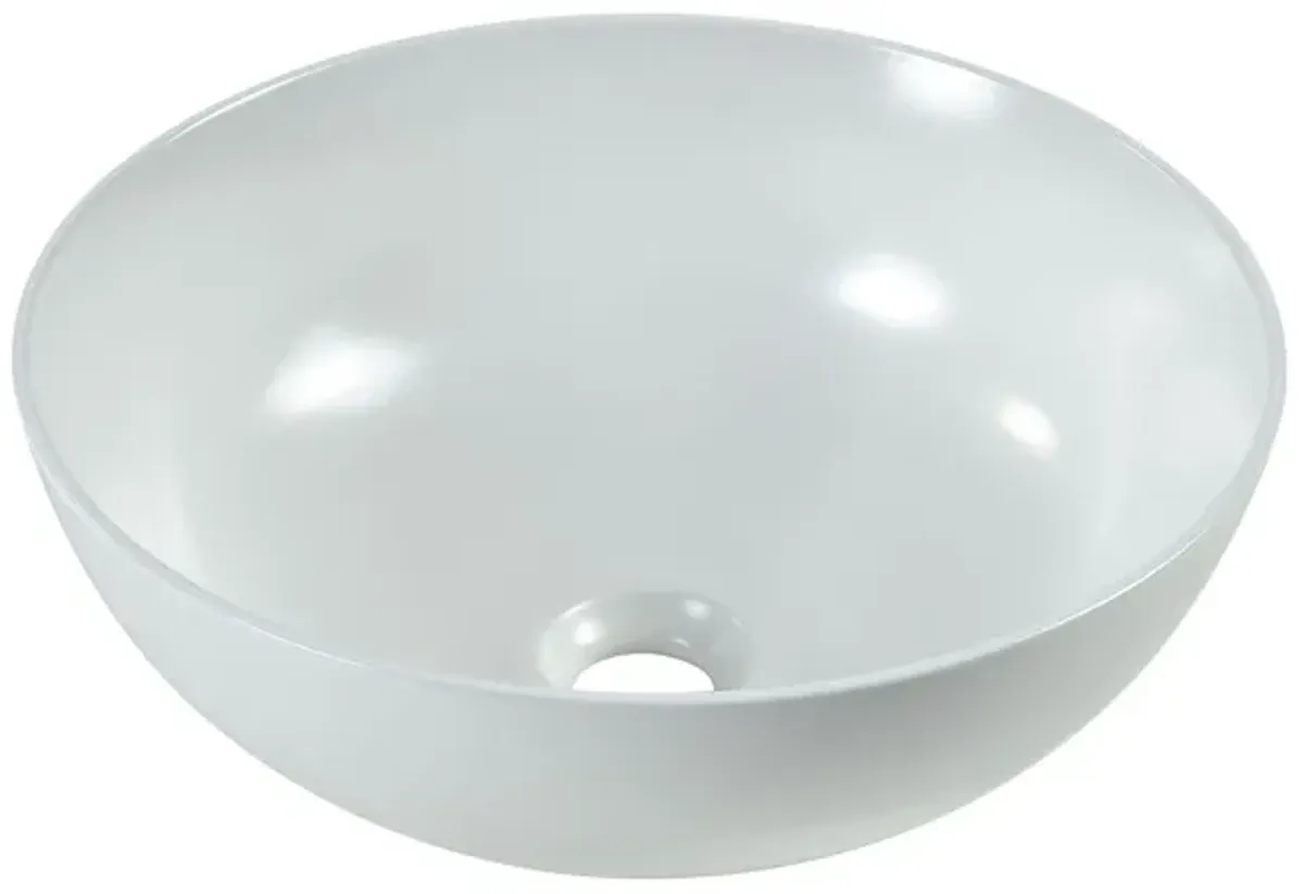 Vitreous China Round Vessel Sink - Matte White 18.7 inch