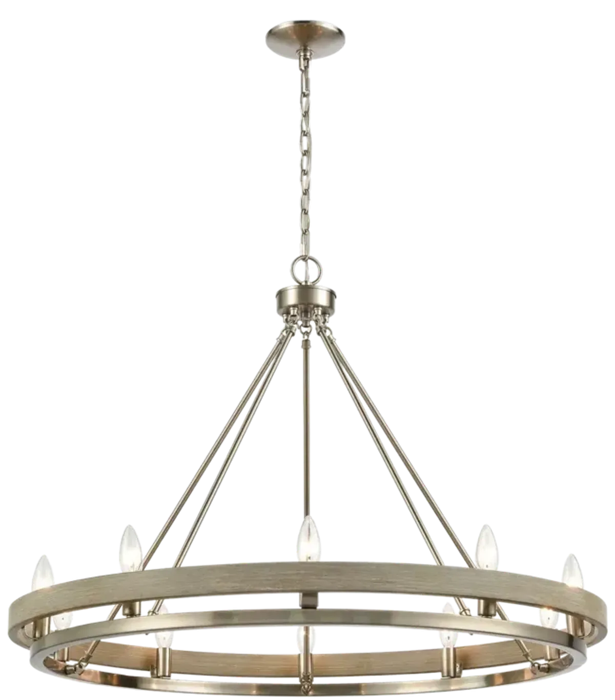 Ramsey 34" Wide 10-Light Chandelier - Satin Nickel