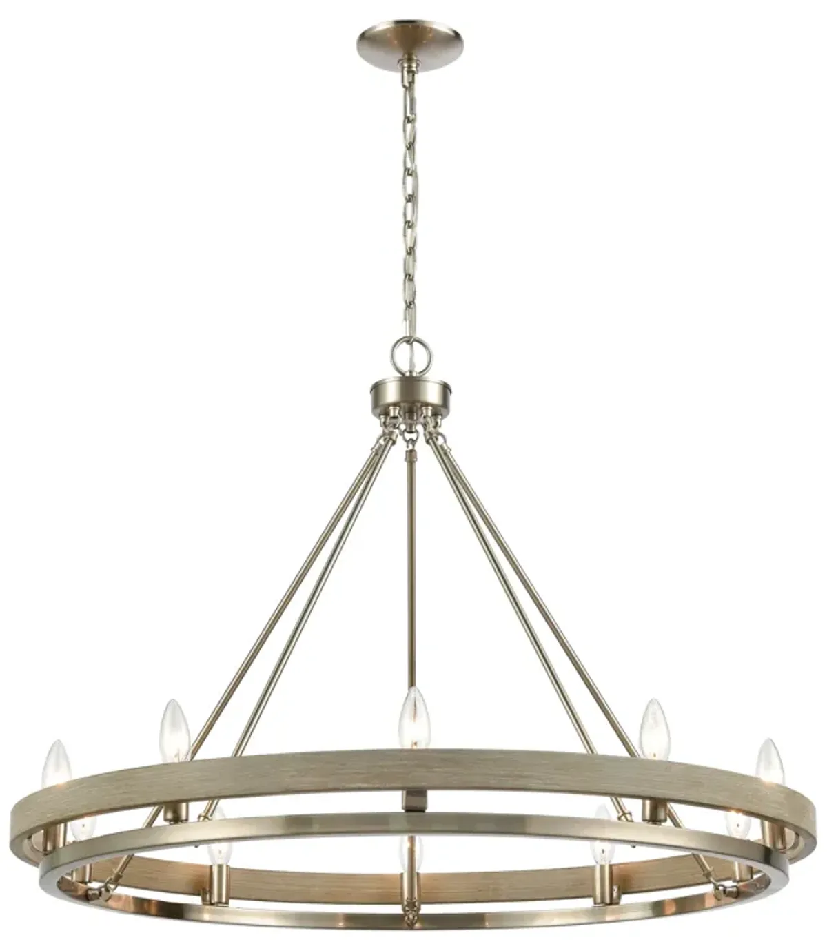 Ramsey 34" Wide 10-Light Chandelier - Satin Nickel