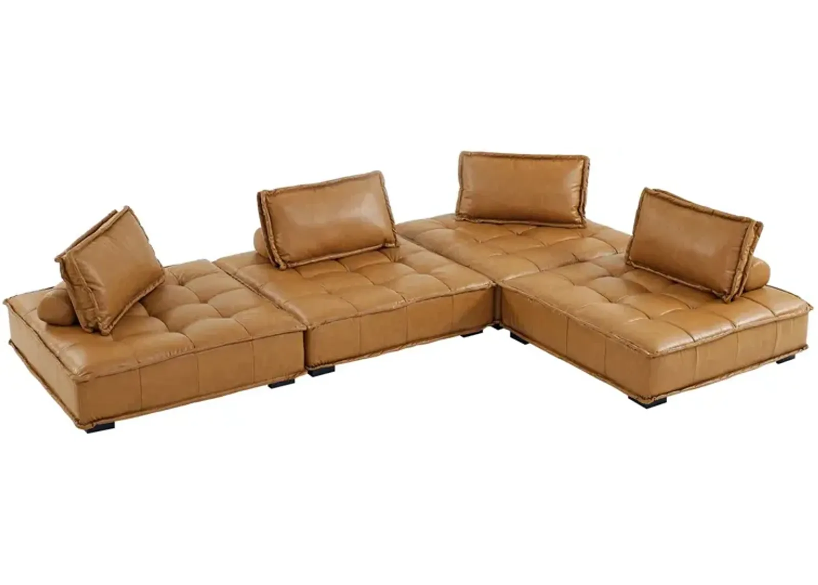 Saunter Tufted Vegan Leather Vegan Leather 4-Piece Sectional Sofa