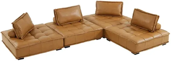Saunter Tufted Vegan Leather Vegan Leather 4-Piece Sectional Sofa