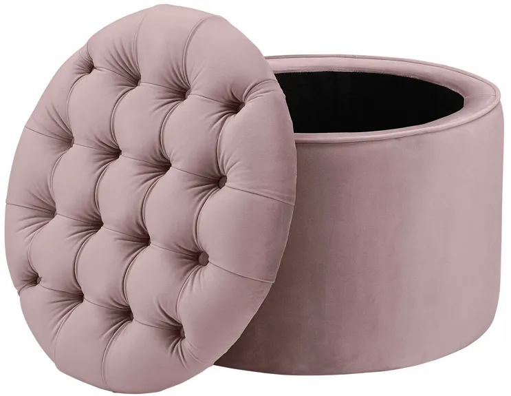 Queen Mauve Velvet Storage Ottoman