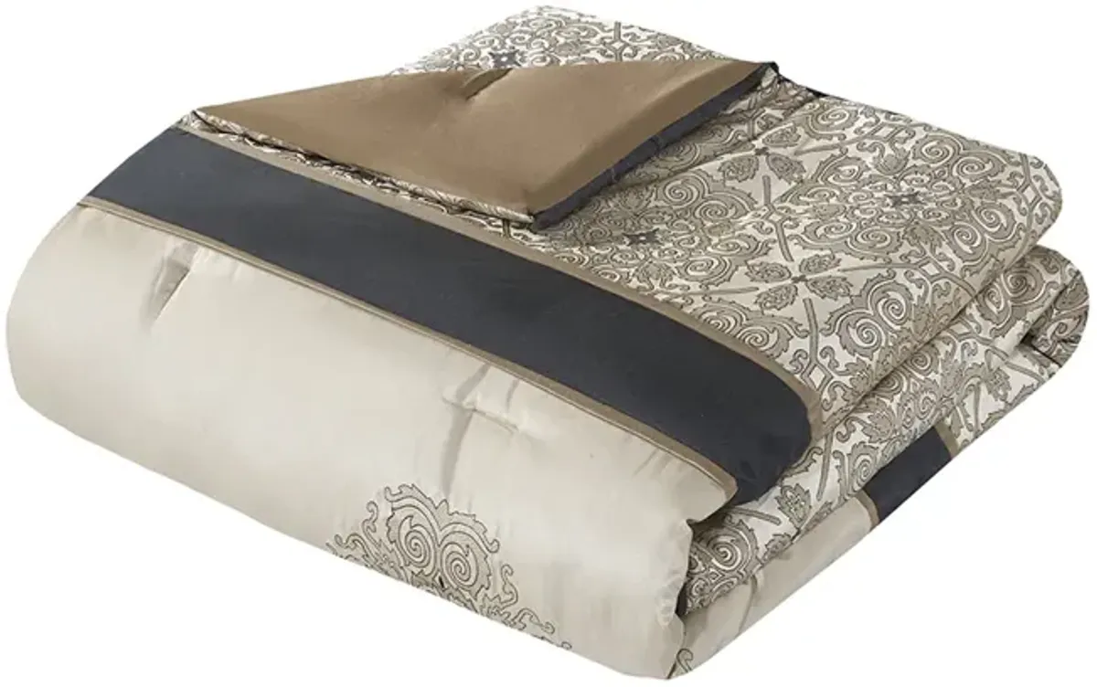 Donovan 7 Piece Jacquard Comforter Set with Throw Pillows