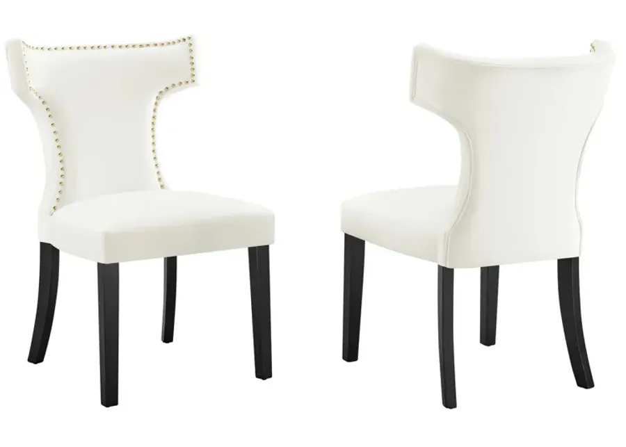 Curve Performance Velvet Dining Chairs - Set of 2