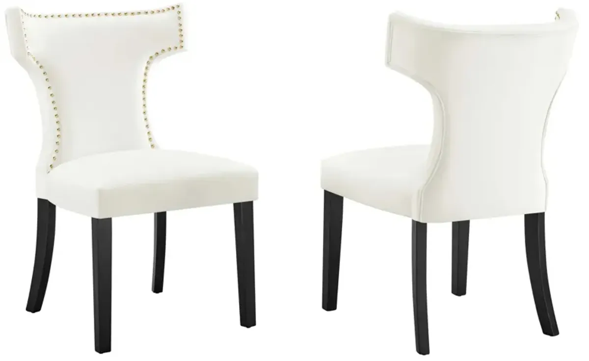 Curve Performance Velvet Dining Chairs - Set of 2