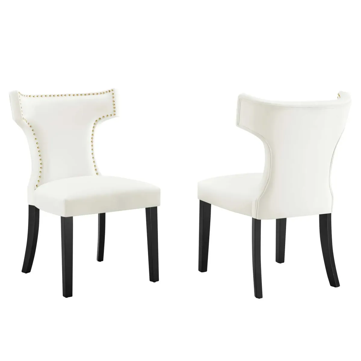 Curve Performance Velvet Dining Chairs - Set of 2