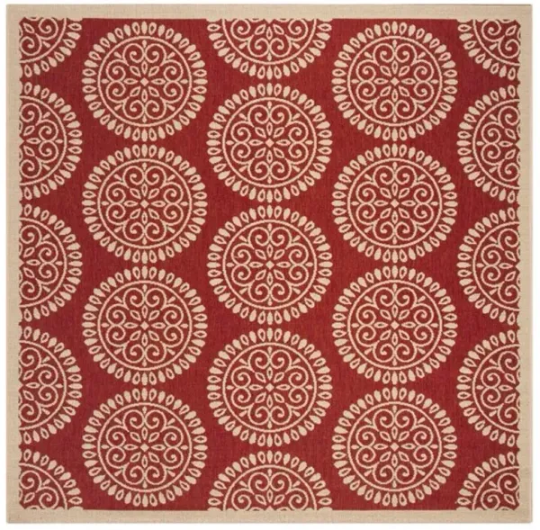 LINDEN 176 Collection LND176Q-6SQ Red / Creme 6'-7" X 6'-7" Square
