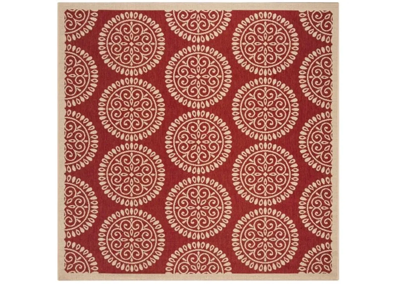 LINDEN 176 Collection LND176Q-6SQ Red / Creme 6'-7" X 6'-7" Square