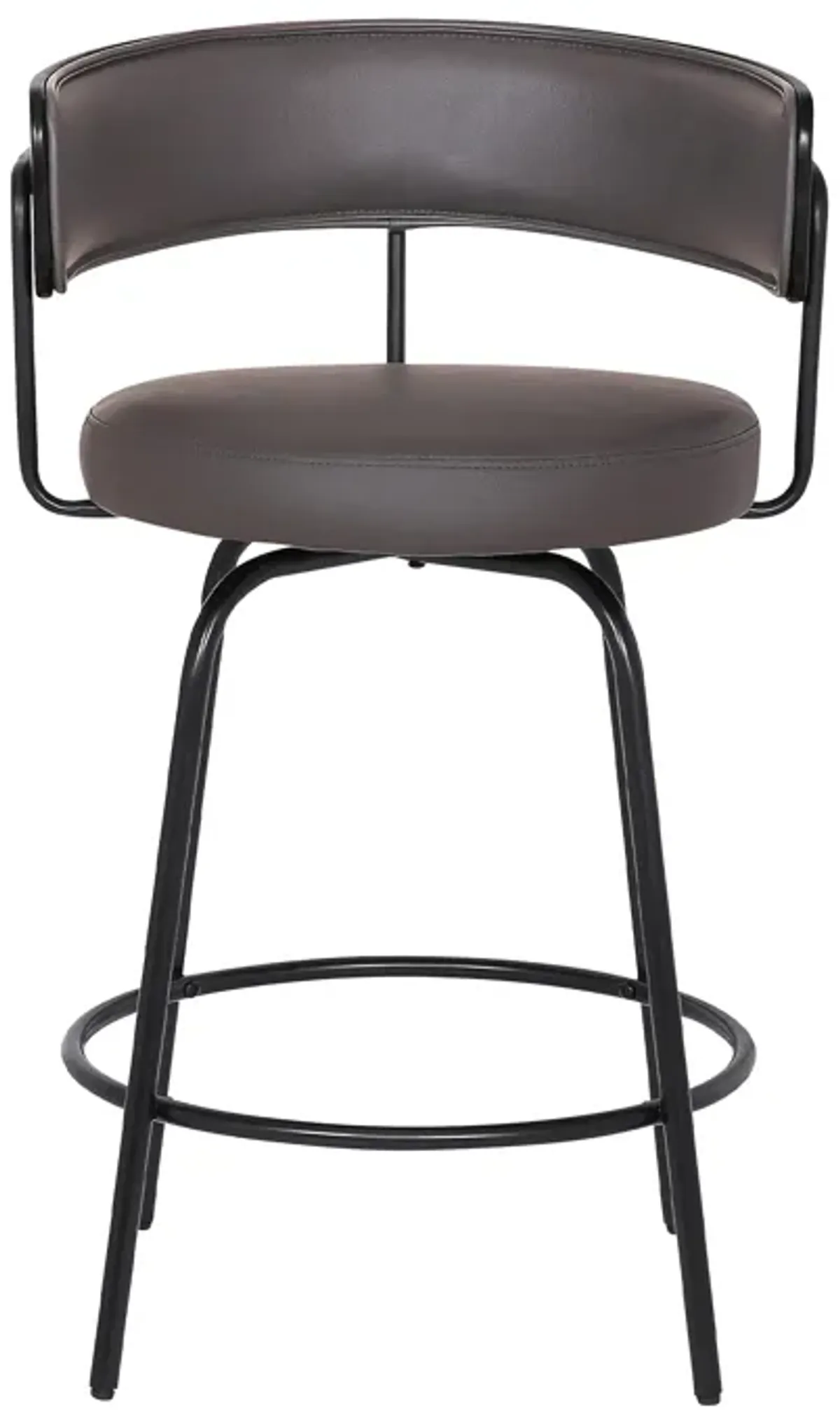 Avalon 26" Gray Faux Leather Swivel Barstool in Black Powder Coated Finish 