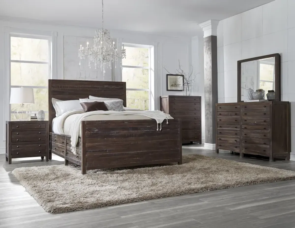 Townsend California King-size Solid Wood Storage Bed in Java