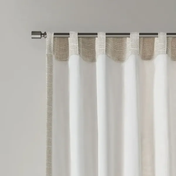 Madison Park Beals Natural Faux Linen Rod Pocket and Back Tab Fleece Lined Curtain Panel