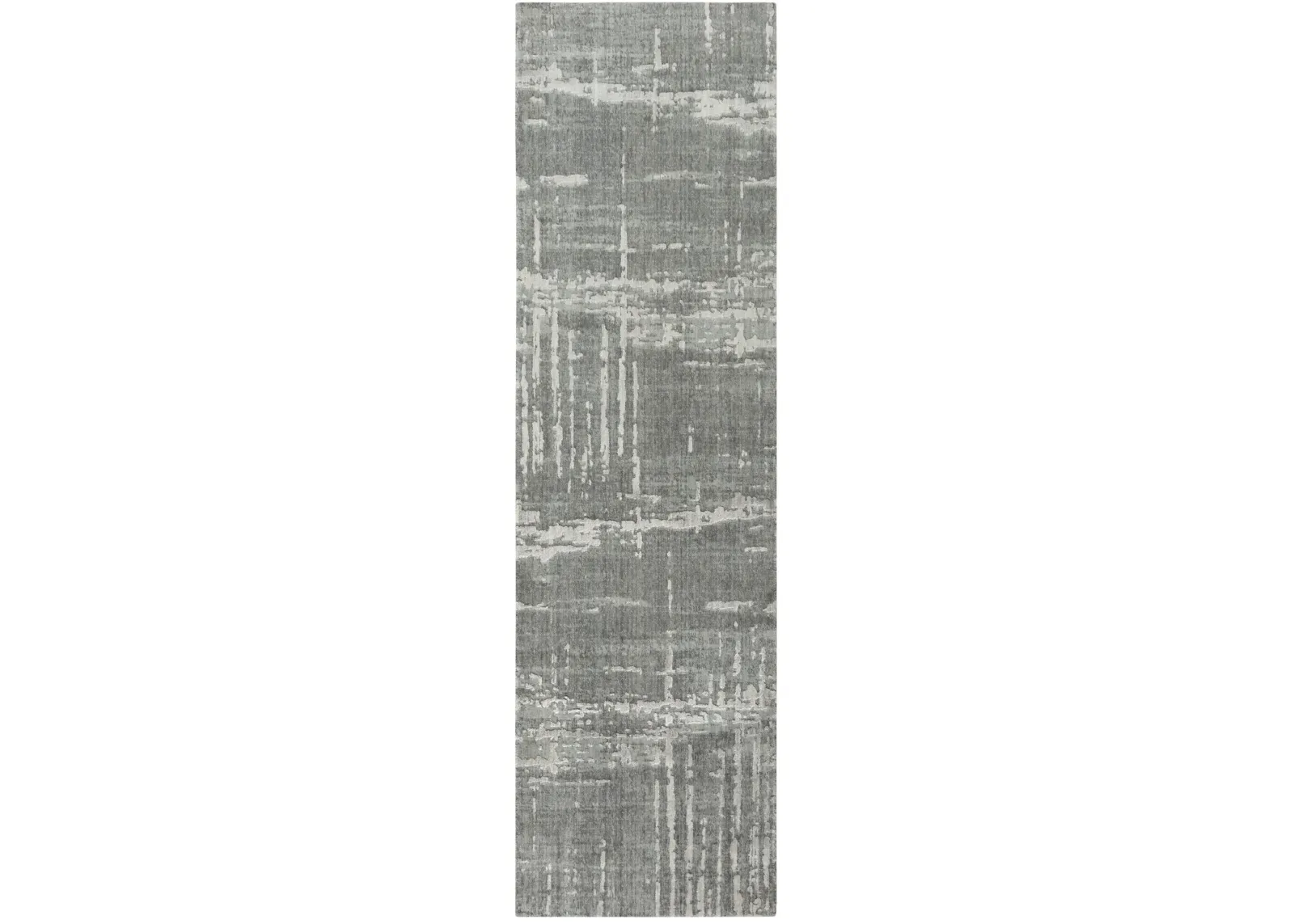 Artistry Gray Abstract NZ Wool/Tencel Blend 2'6" x 8' Runner Rug