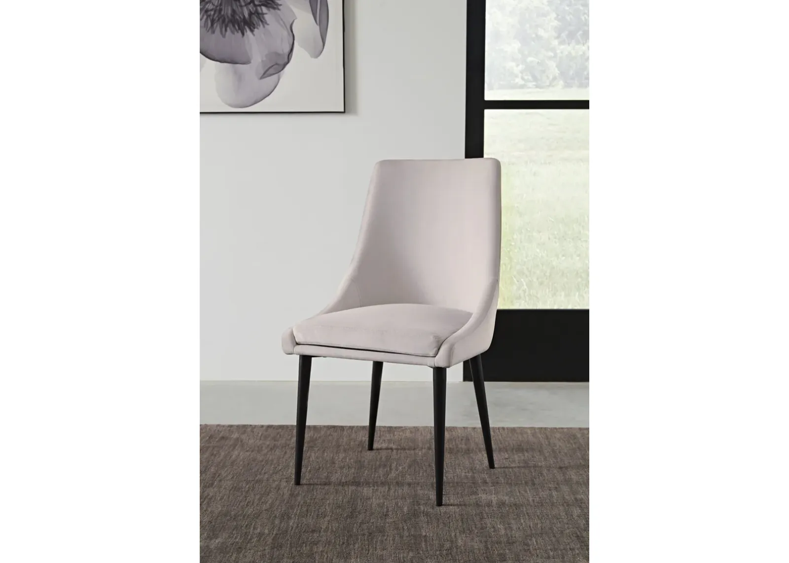 Winston Upholstered Metal Leg Dining Chair in Ash Grey and Black