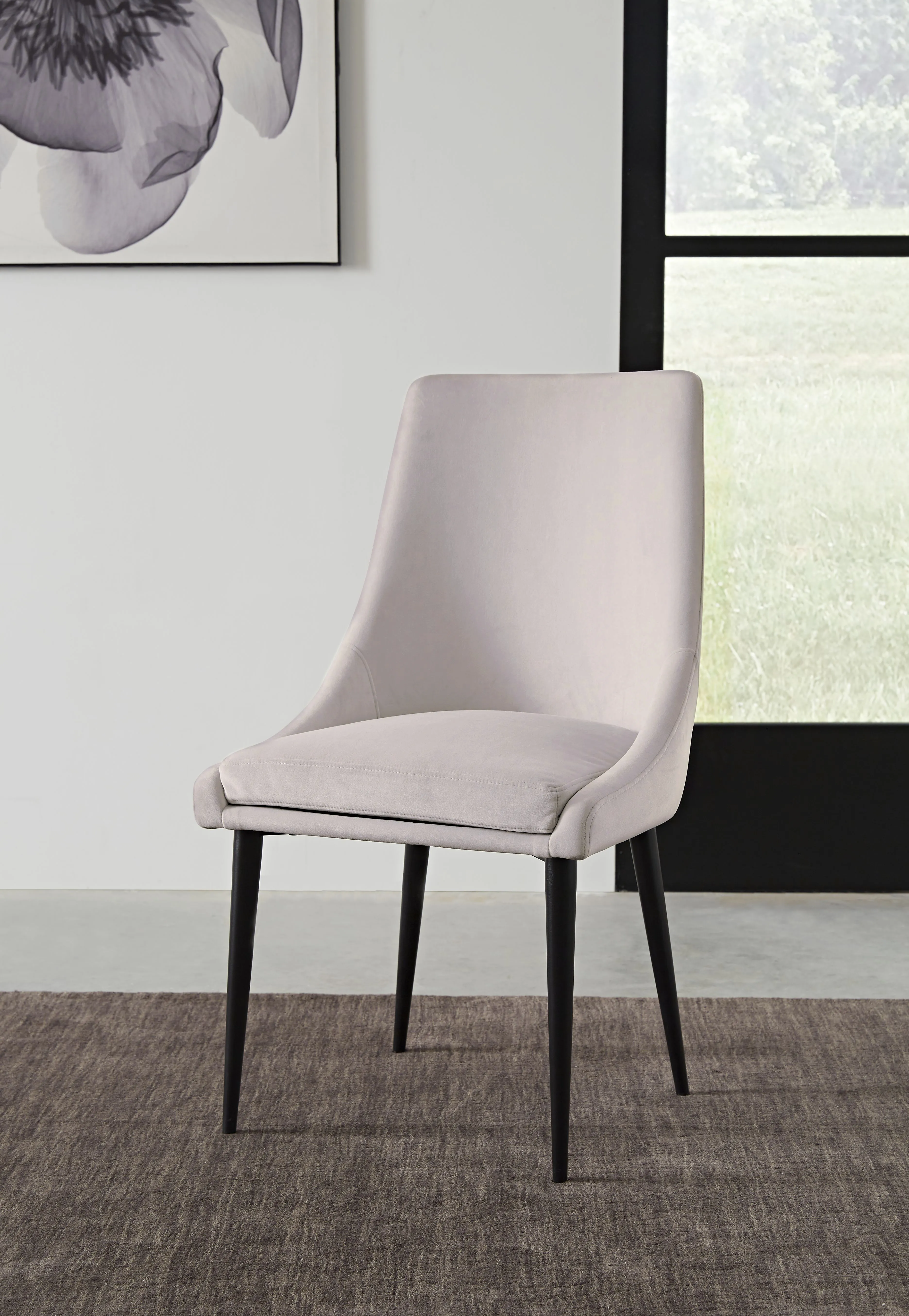 Winston Upholstered Metal Leg Dining Chair in Ash Grey and Black