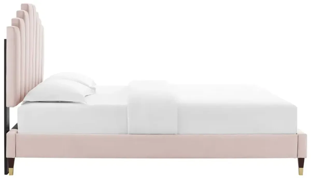 Elise Full Performance Velvet Platform Bed