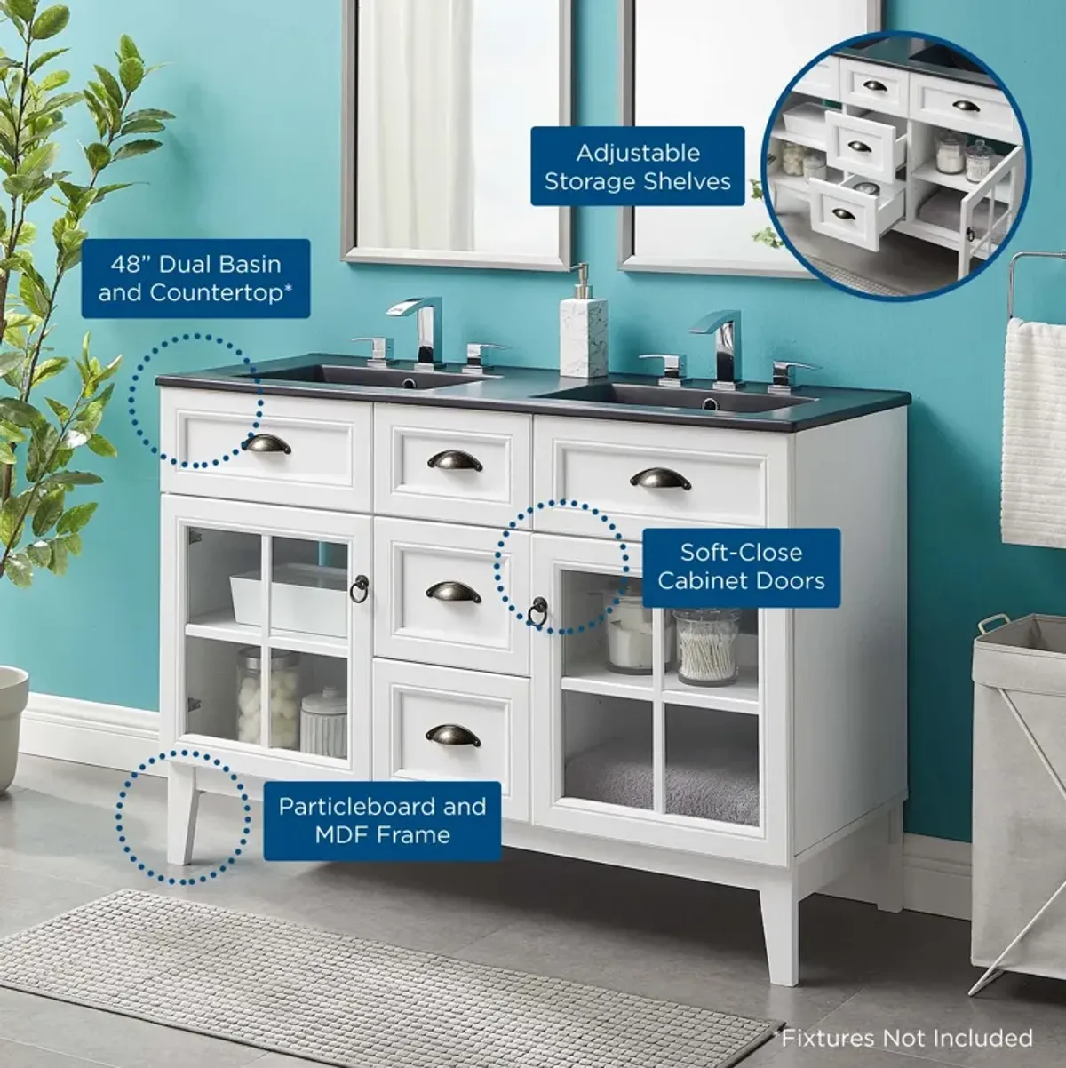 Isle 48" Double Bathroom Vanity Cabinet