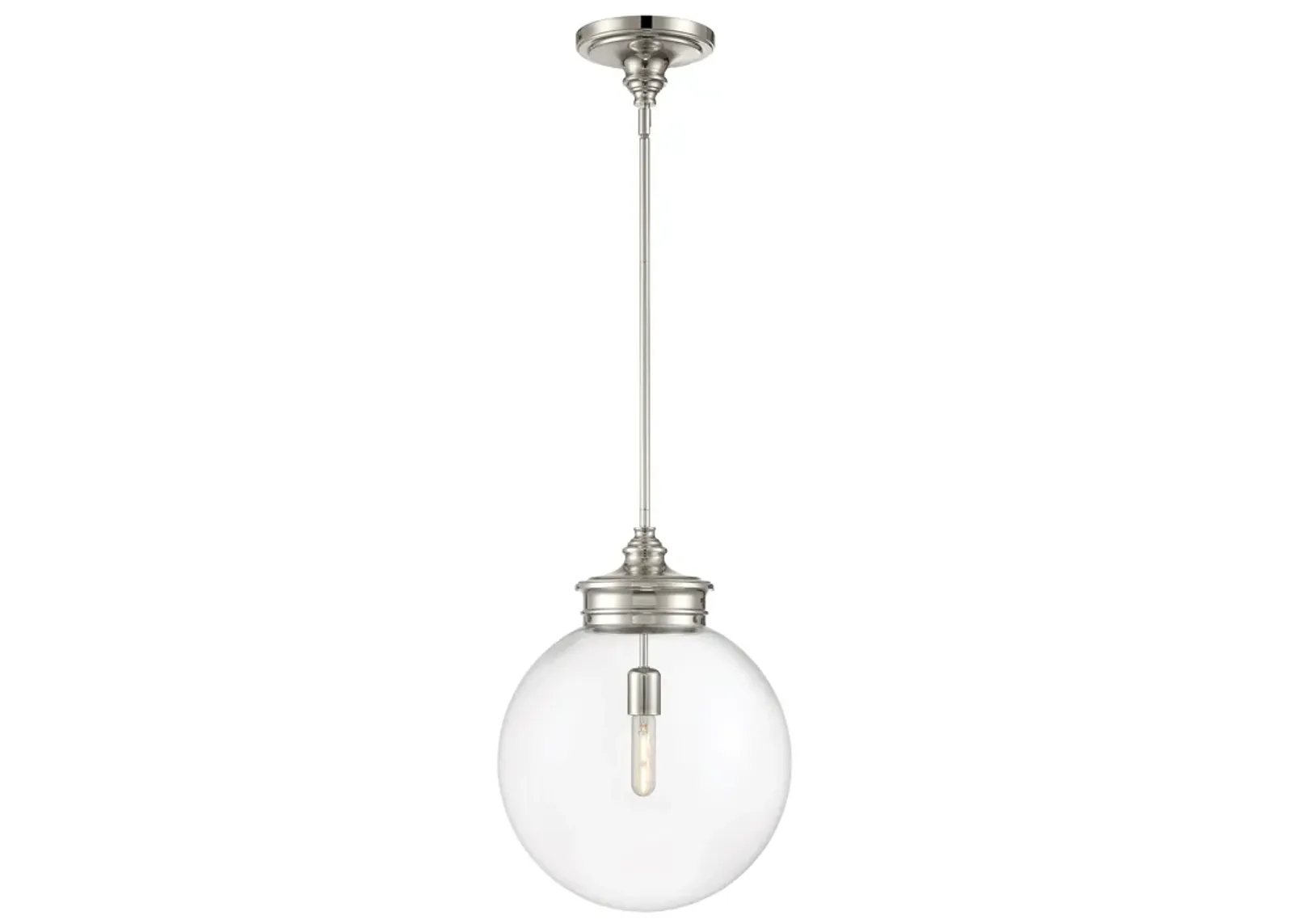 Emma 1-Light Glass Pendant - Polished Nickel