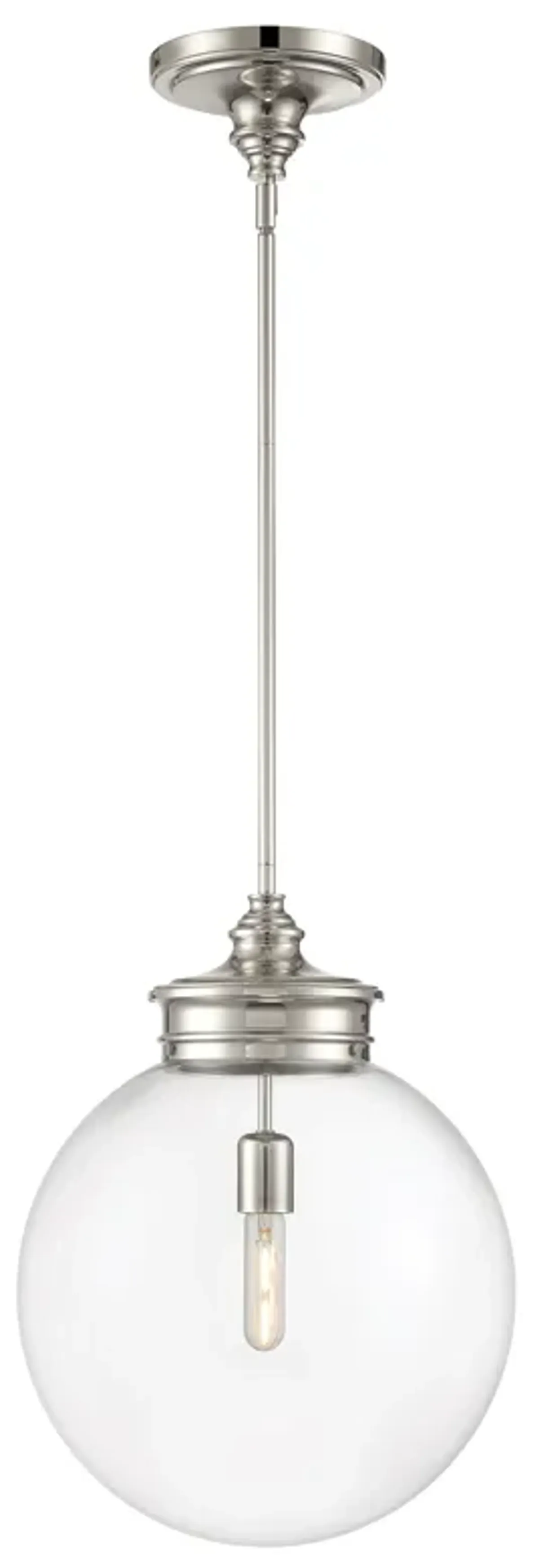 Emma 1-Light Glass Pendant - Polished Nickel