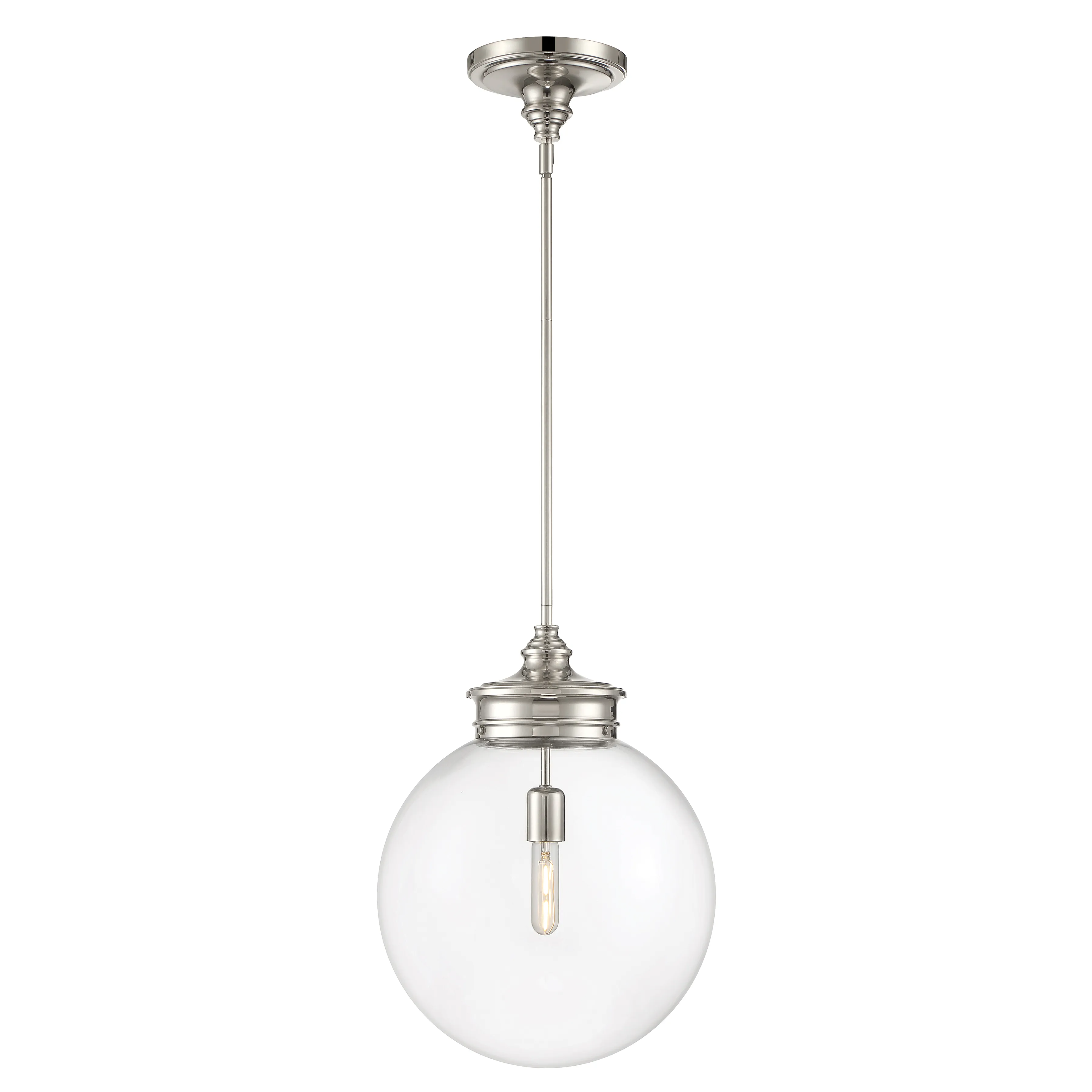 Emma 1-Light Glass Pendant - Polished Nickel