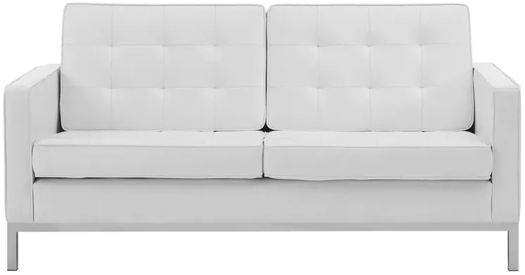 Loft Tufted Upholstered Faux Leather Loveseat