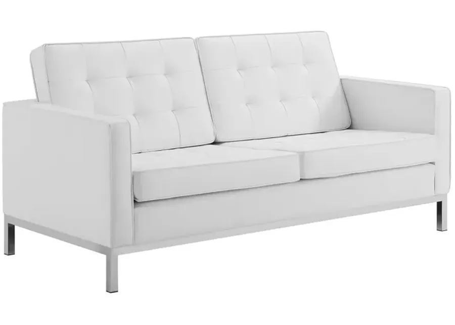 Loft Tufted Upholstered Faux Leather Loveseat