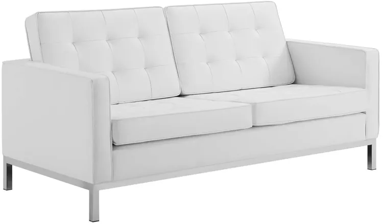 Loft Tufted Upholstered Faux Leather Loveseat