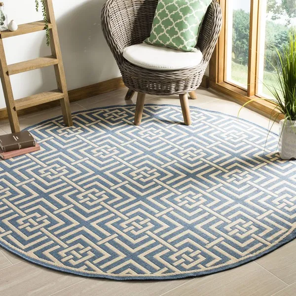 LINDEN 128 Collection LND128M-6R Blue / Creme 6'-7" X 6'-7" Round