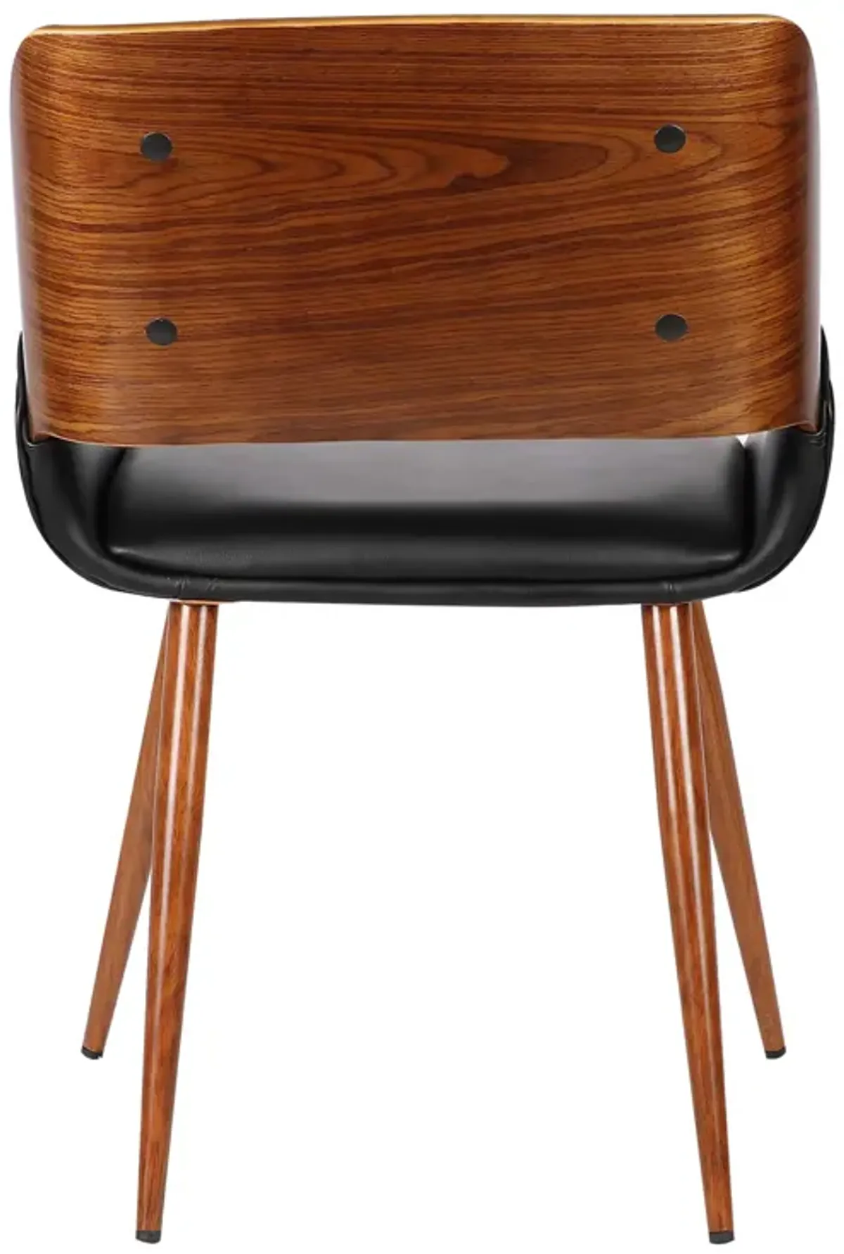 Panda Mid-Century Dining Chair in Walnut Finish and Black Faux Leather