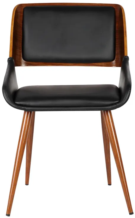 Panda Mid-Century Dining Chair in Walnut Finish and Black Faux Leather