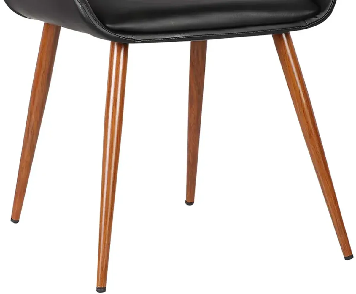 Panda Mid-Century Dining Chair in Walnut Finish and Black Faux Leather