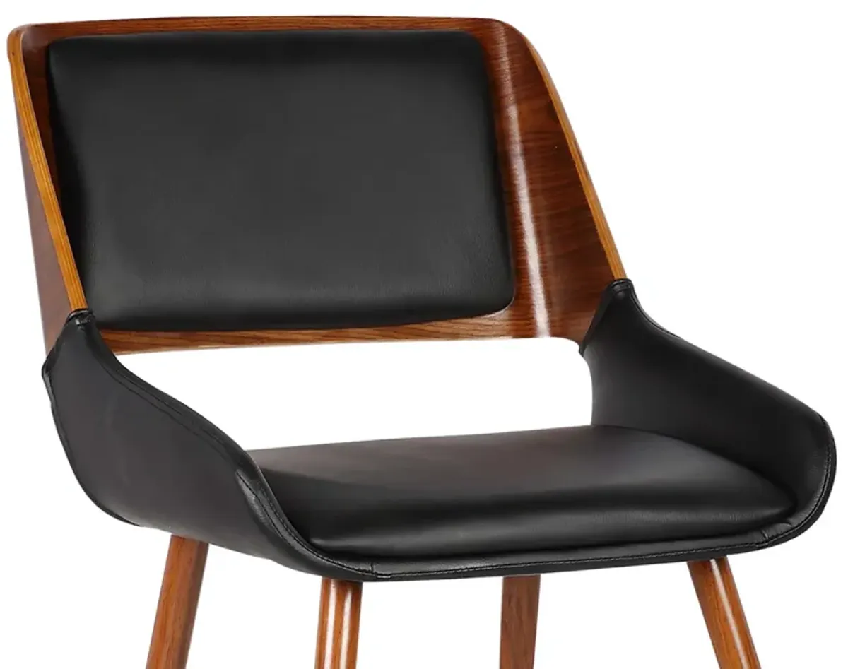 Panda Mid-Century Dining Chair in Walnut Finish and Black Faux Leather