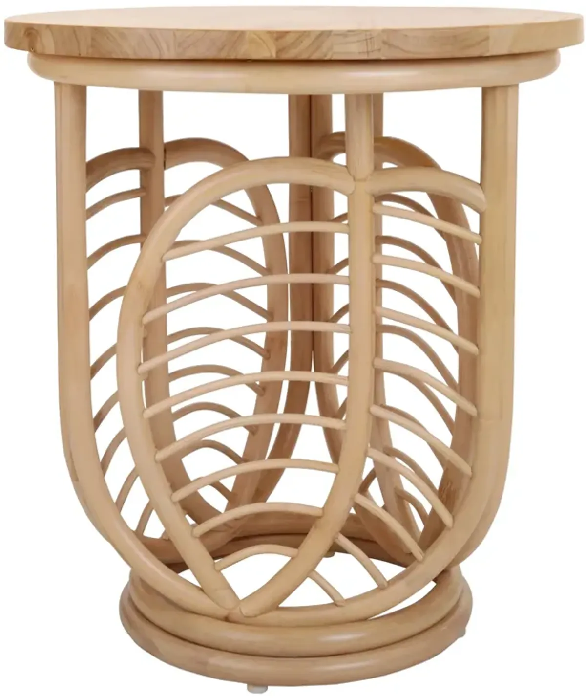 Ayra Rattan Side/End Table w/ Wood Top, Natural