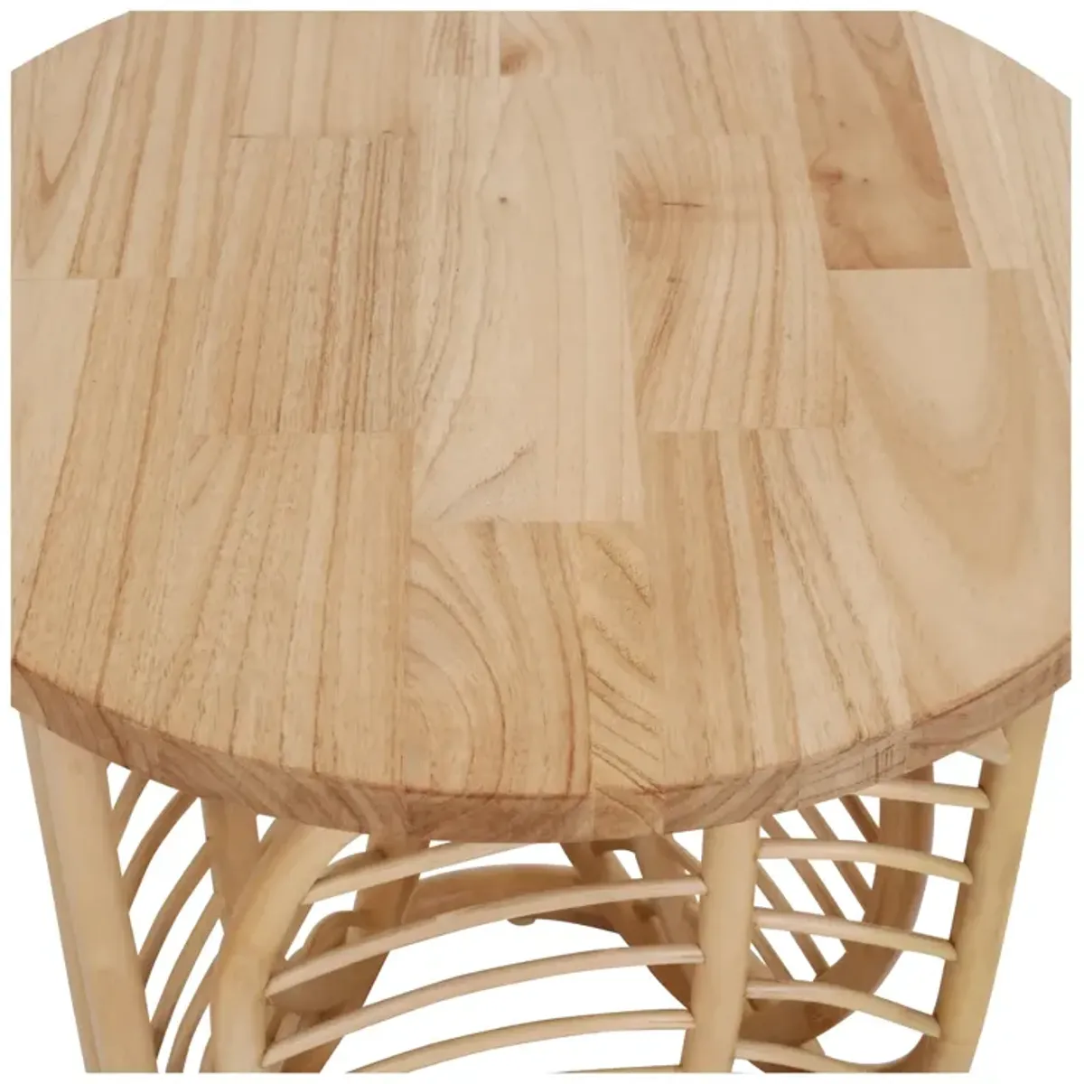 Ayra Rattan Side/End Table w/ Wood Top, Natural