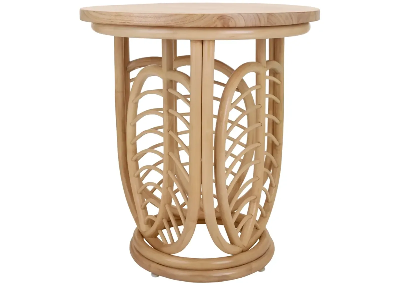 Ayra Rattan Side/End Table w/ Wood Top, Natural