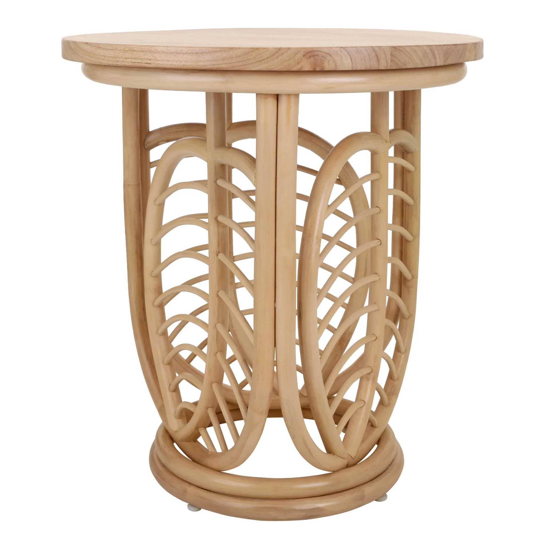 Ayra Rattan Side/End Table w/ Wood Top, Natural