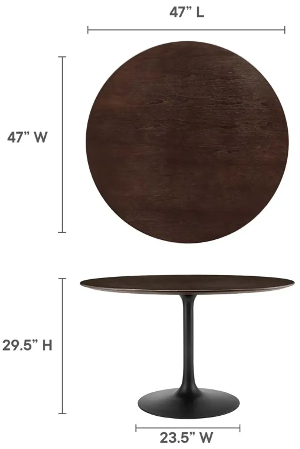 Lippa 47" Round Wood Grain Dining Table