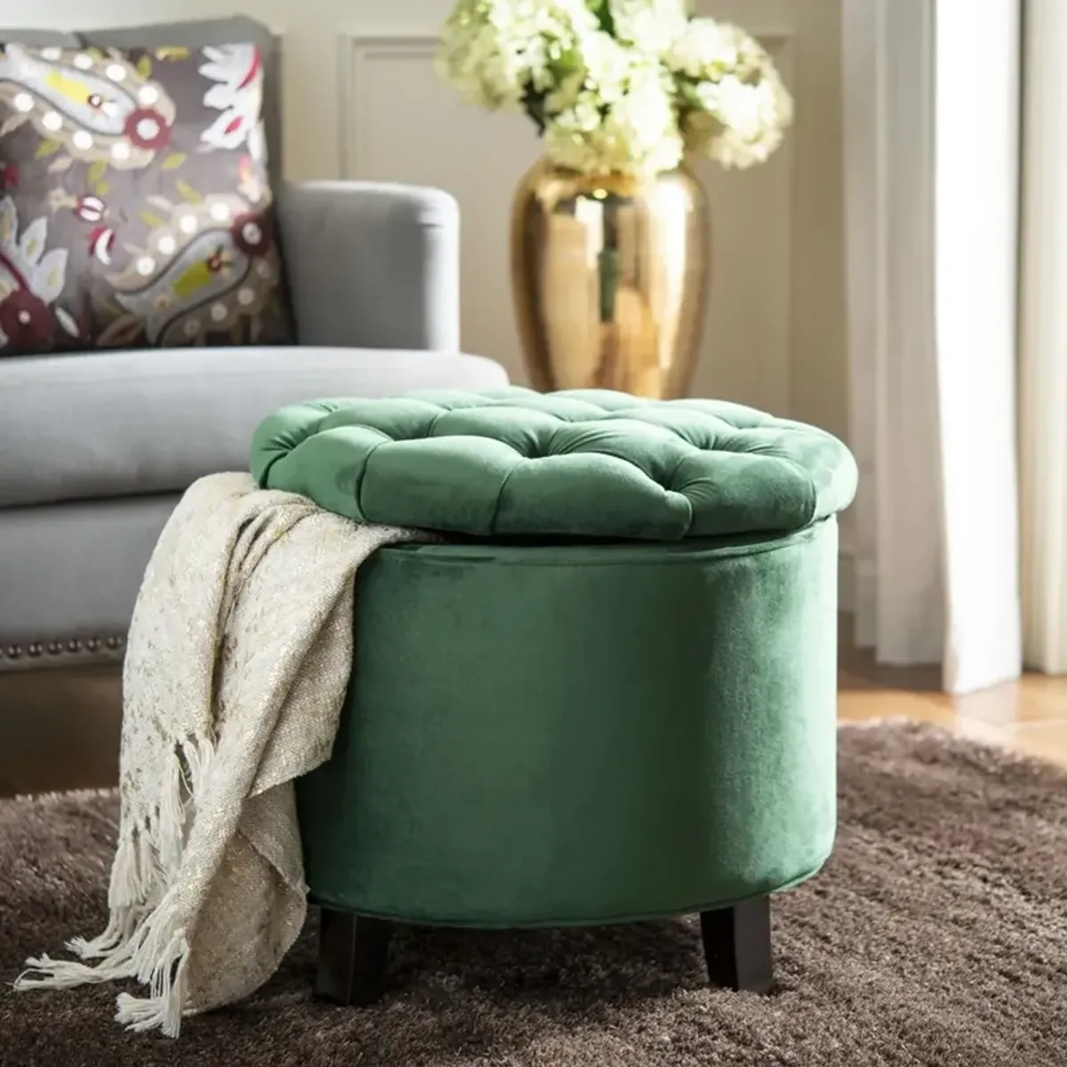 AMELIA TUFTED STORAGE OTTOMAN