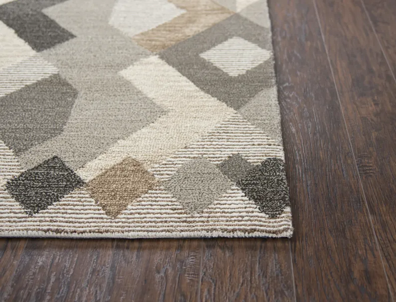 Idyllic Natural/Brown Geometric Wool 9'x12' Rectangle Rug