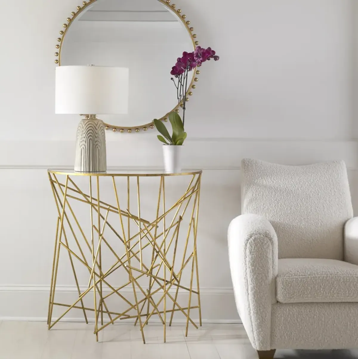 Philosopher Gold Console Table