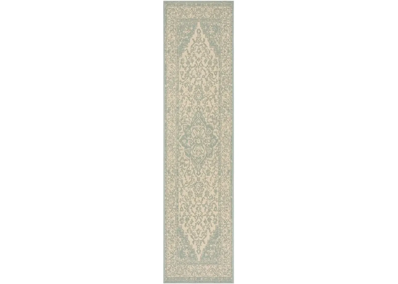 BEACH HOUSE Collection BHS137L-28 Cream / Aqua 2'-2" X 8'