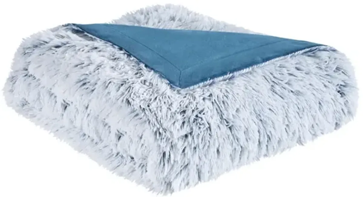 Intelligent Design Emma Teal Shaggy Faux Fur Throw