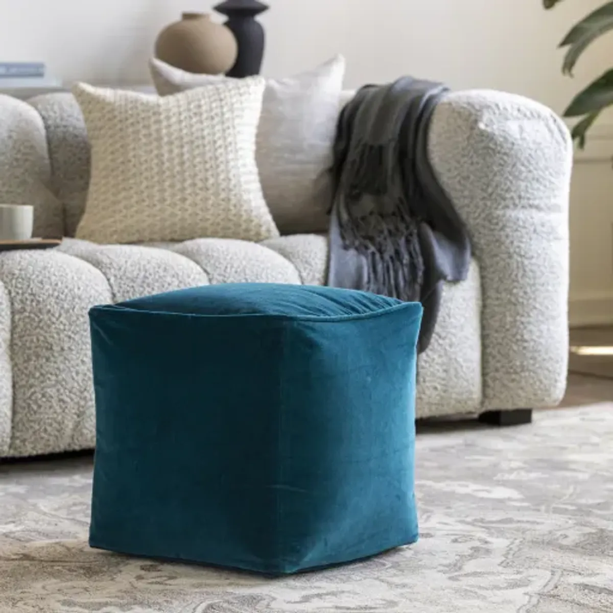 Cotton Velvet CVPF-021 16"H x 16"W x 16"D Pouf