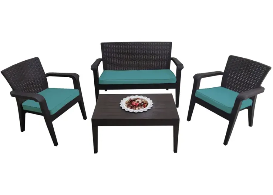 Alaska 4 Piece Seating Set with Cushions-Brown