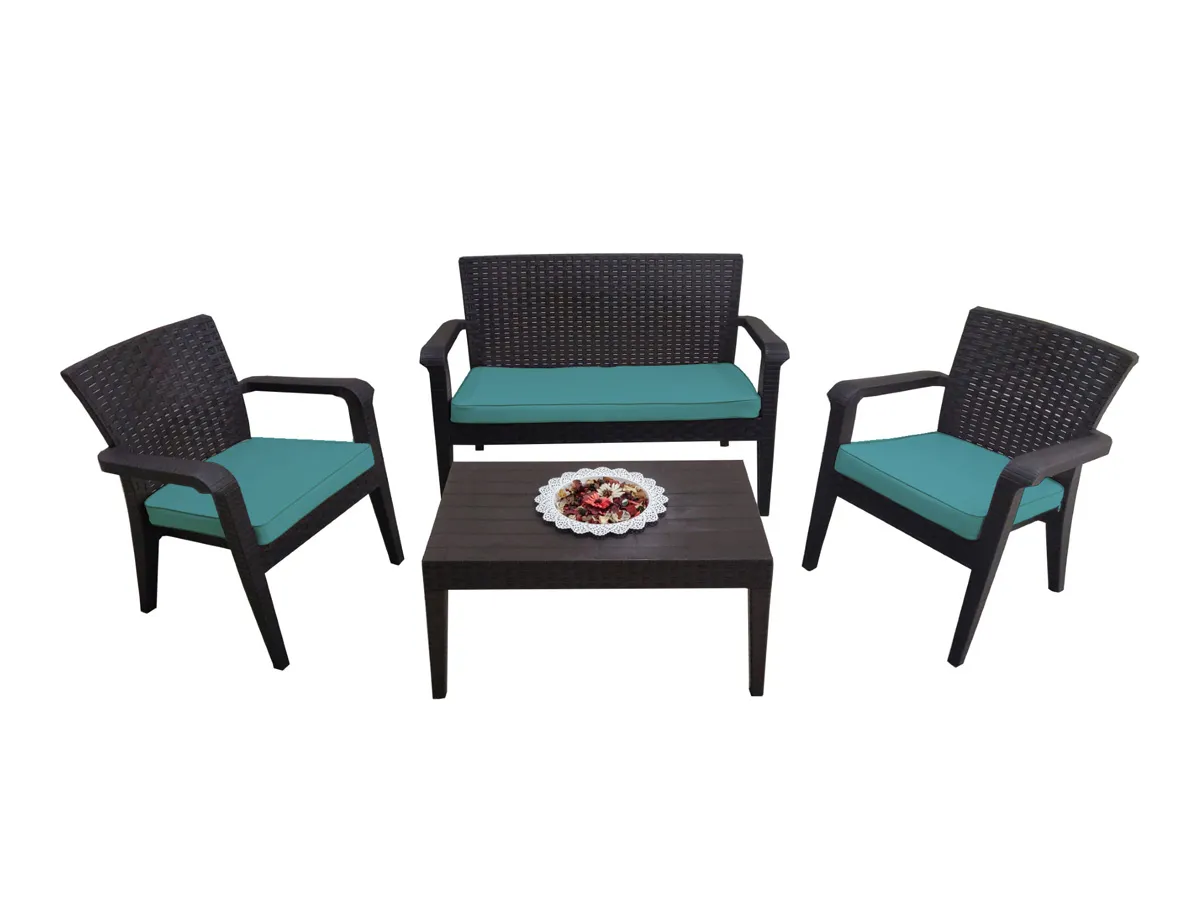 Alaska 4 Piece Seating Set with Cushions-Brown