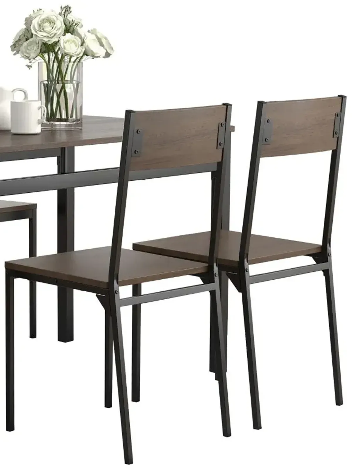 Lana 5-piece Rectangular Dining Table Set Dark Brown and Matte Black