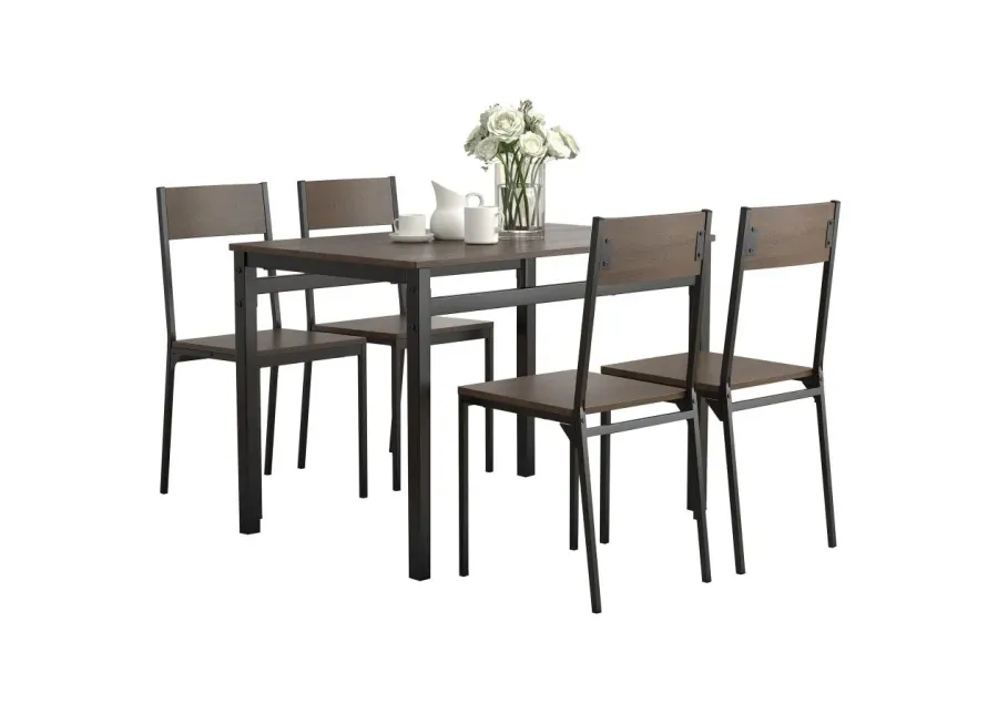 Lana 5-piece Rectangular Dining Table Set Dark Brown and Matte Black